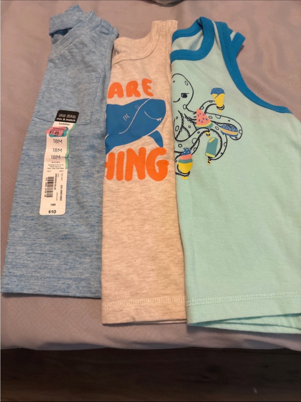 Lot of 3 tanks and 9 shorts Okie Dokie and Garanimals